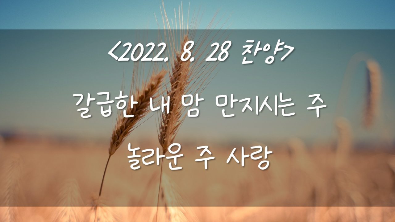 220828 찬양 – 갈급한 내 맘 만지시는 주, 놀라운 주의 사랑